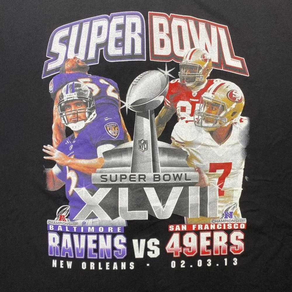 2013 Super Bowl Baltimore Ravens vs San Francisco 49ers football shirt